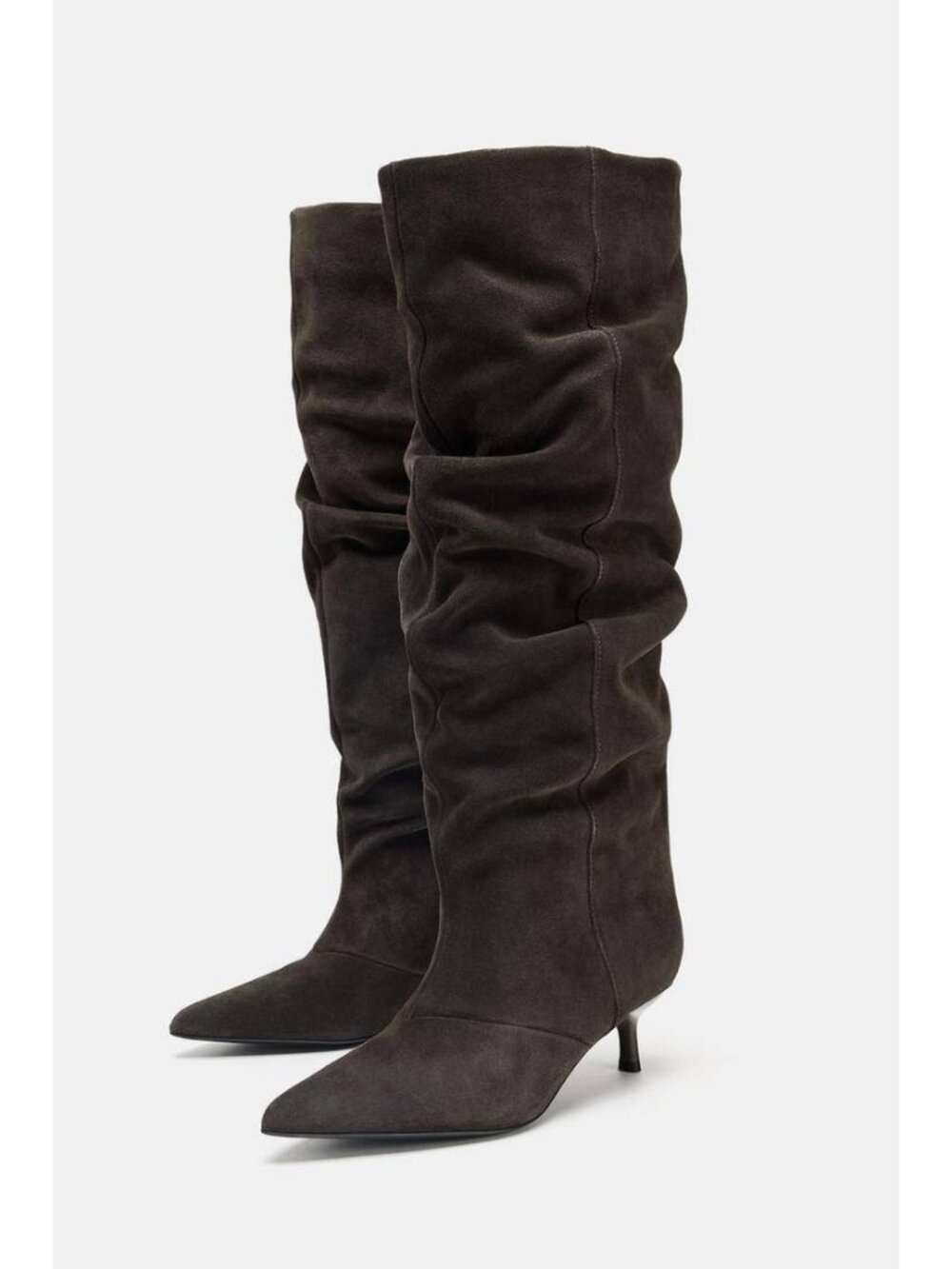 Zara Brown Suede Slouchy Knee High Boots Women eu 40 US 9 3009/610 NWT